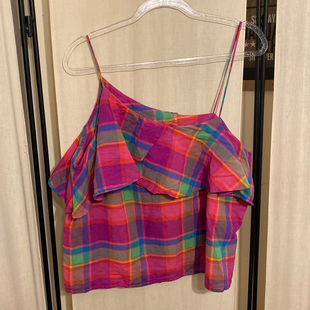 Target asymmetrical and flowy top with spaghetti straps; good used condition.